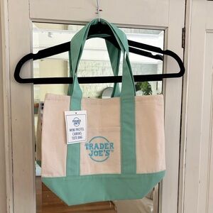 Trader Joe's Mint & Cream Canvas Tote